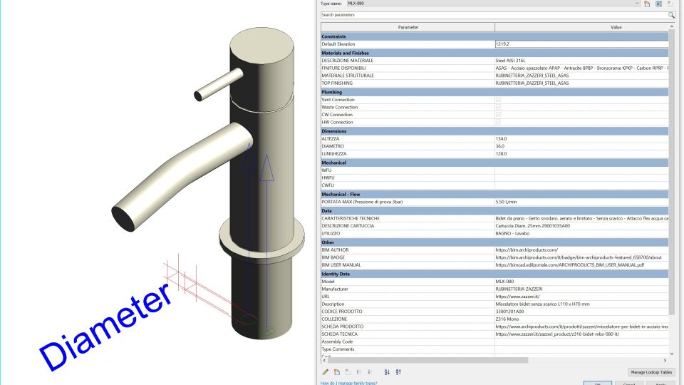 CONFIGURATORE BIM PER LA COLLEZIONE Z316 MONO